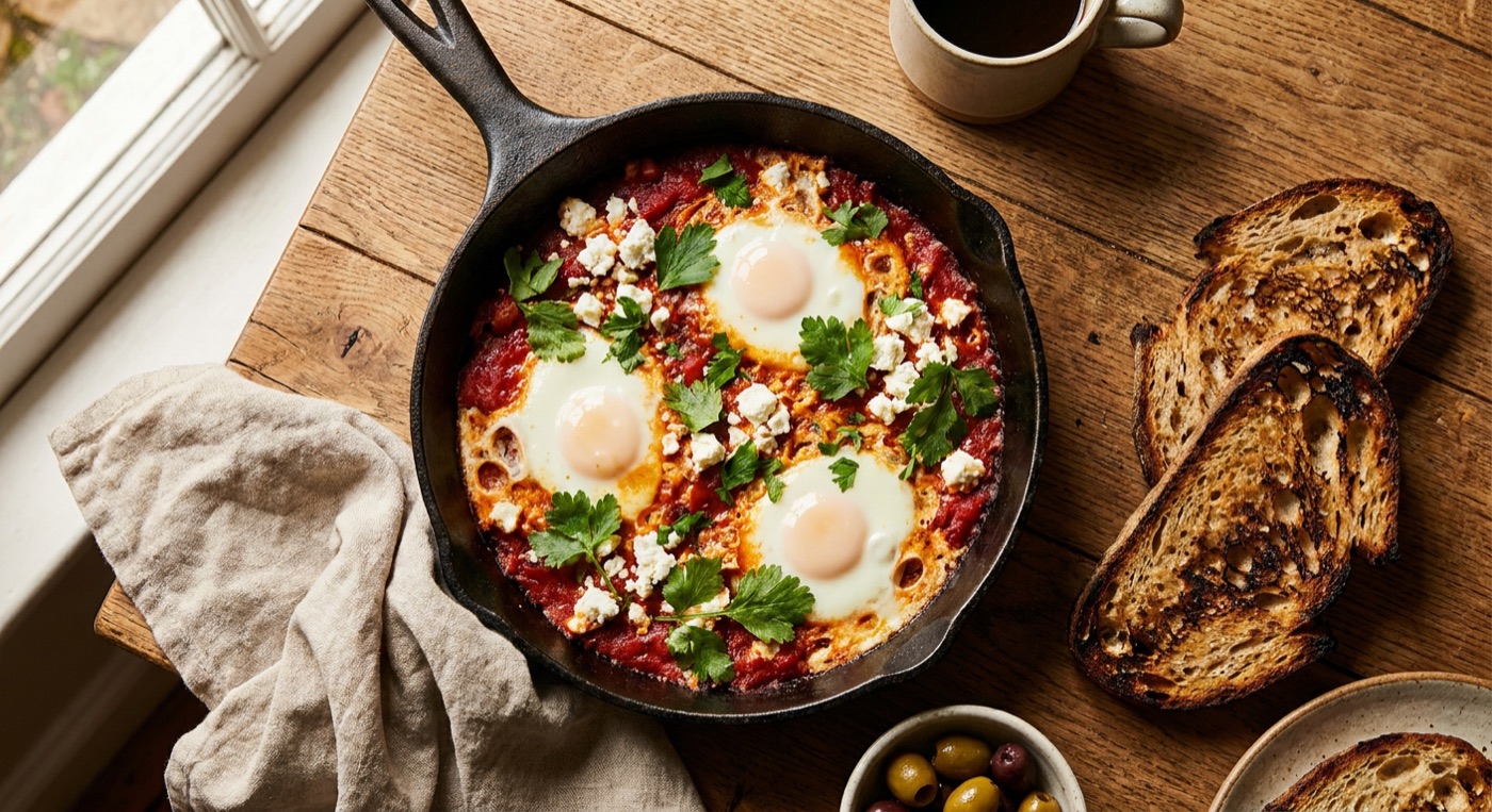 Willow shakshuka with charred sourdough