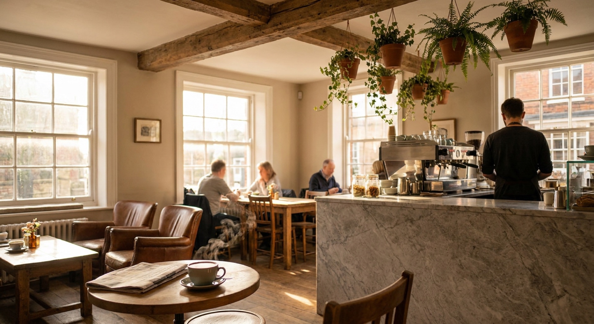 Editorial style preview — morning light in the café