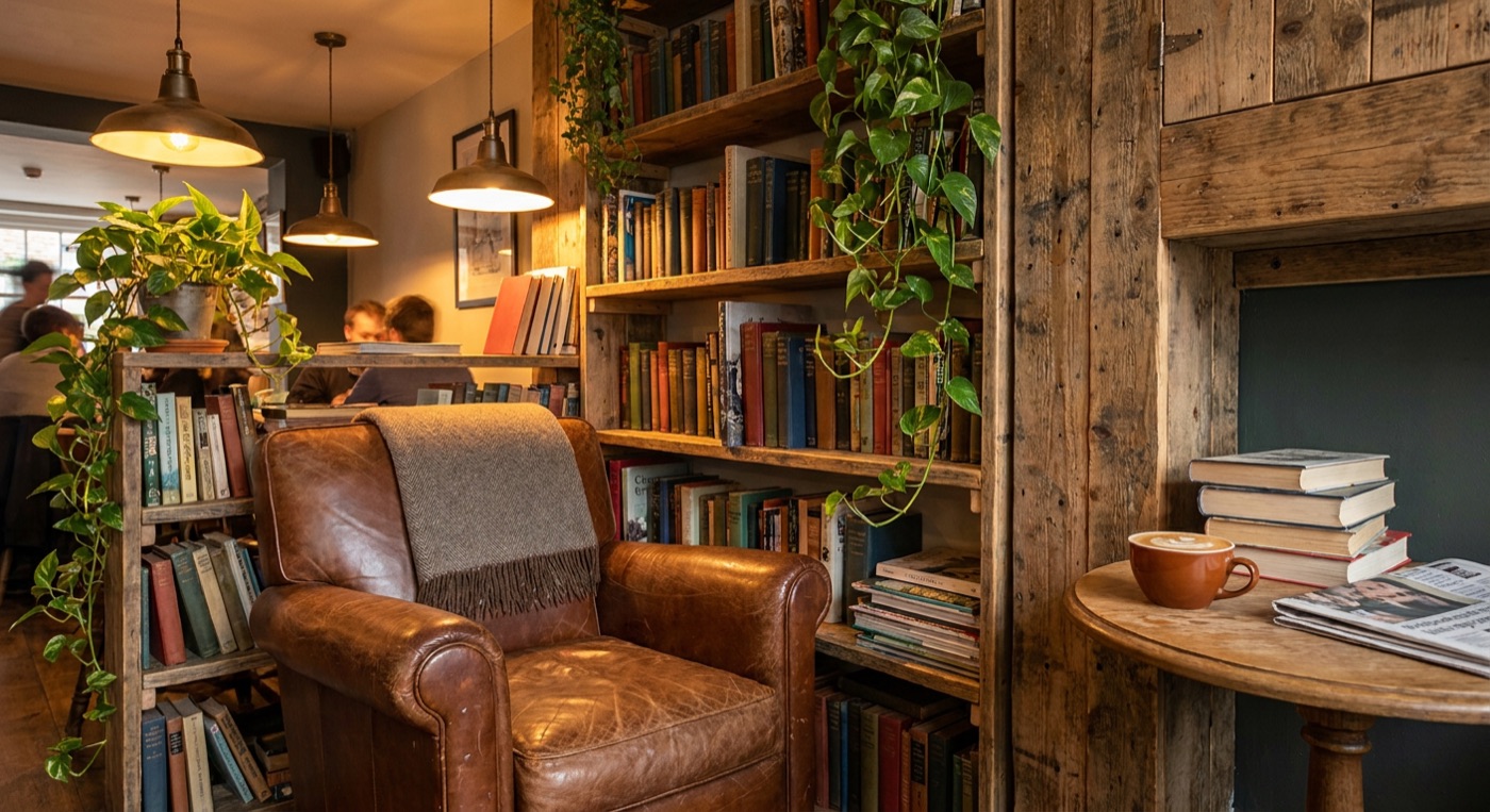 The reading corner with armchair and plants